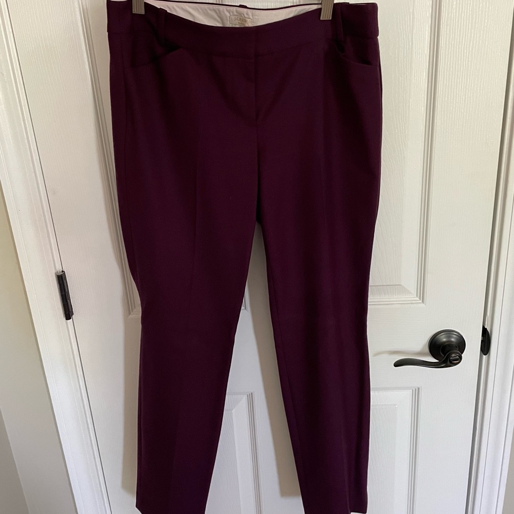 J. Crew Factory- Winnie style- pixie ankle pant- Plum color, wool blend material